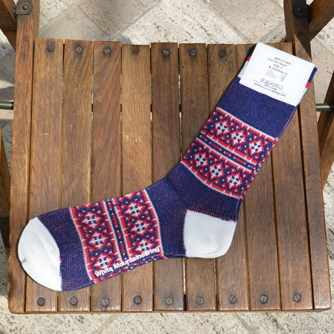 White Mountaineering(zCg}EejAO) Cotton Jacqurd Cross Border Pattern Middle Socks(5)