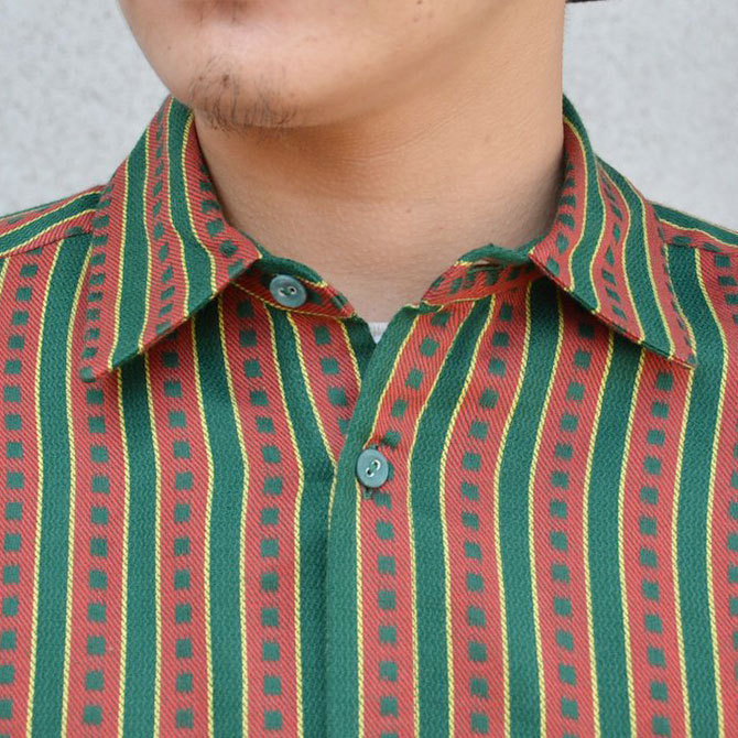 【40% off sale】FRANK LEDER(フランクリーダー) TRADITIONAL GERMAN FORK FABRIC SHIRT -(48/76)GREEN/DK RED- #0716037【S】(5)