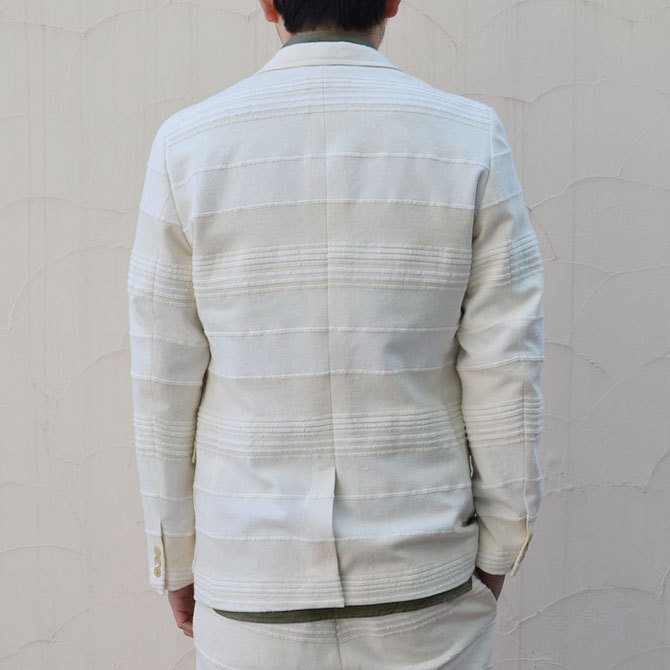 KENNETH FIELD (PlXtB[h) 50S LINCON INDIA CLOTH JACKET-OFF WHITE-(5)
