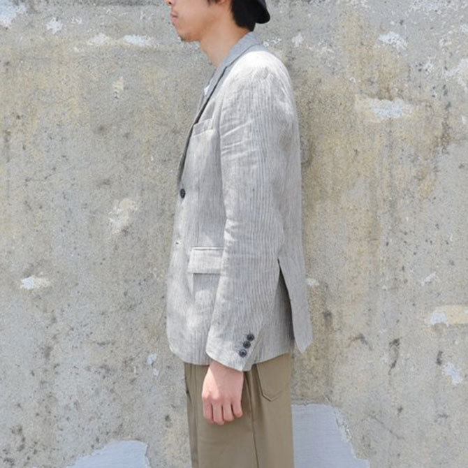 OLDMAN'S TAILOR(オールドマンズテーラ) 2Bストライプジャケット -GRY X NTL STRIPE-(5)