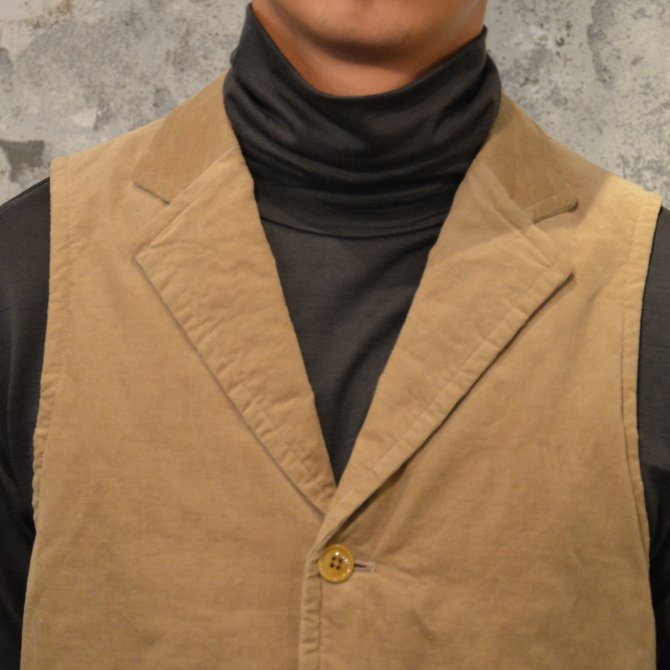 y40% OFF SALEz ts(s) (eB[GXGX) Thin Wale Stretch Corduroy Cloth Padded Suit Vest -(59)Khaki- #ST37IV01(5)