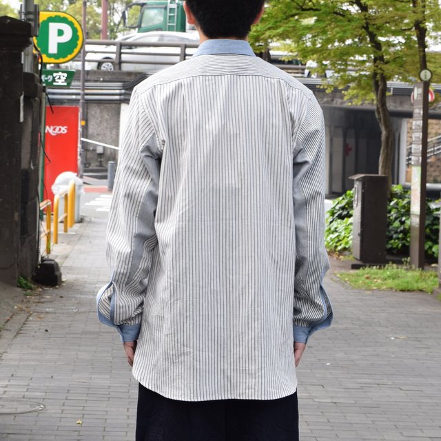 【30% off sale 】FRANK LEDER(フランクリーダー) STRIPES POCKET MIXED OLDSTYE SHIRT #0616083-32M(5)