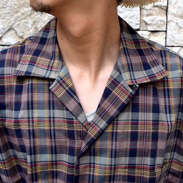 INDIVIDUALIZED SHIRTS(CfBrWACYhVc)/ Linen Camp Collar Shirt S/S (AthleticFit) -OLIVE CHECK-#IS1911198(5)