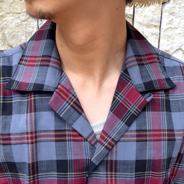 INDIVIDUALIZED SHIRTS(CfBrWACYhVc)/ Linen Camp Collar Shirt S/S (AthleticFit) -GRAY CHECK-#IS1911200(5)