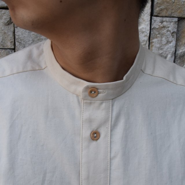 【2020 SS】FRANK LEDER(フランクリーダー) / VINTAGE BEDSHEET SHIRT STAND COLLAR -NATURAL- #0916032-80(5)