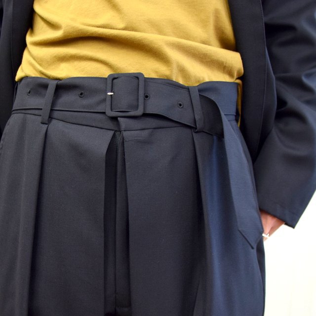 YOKE(ヨーク)/ FRONT TUCK BELTED WIDE TROUSERS -BLACK- #YK20AW0158P(5)