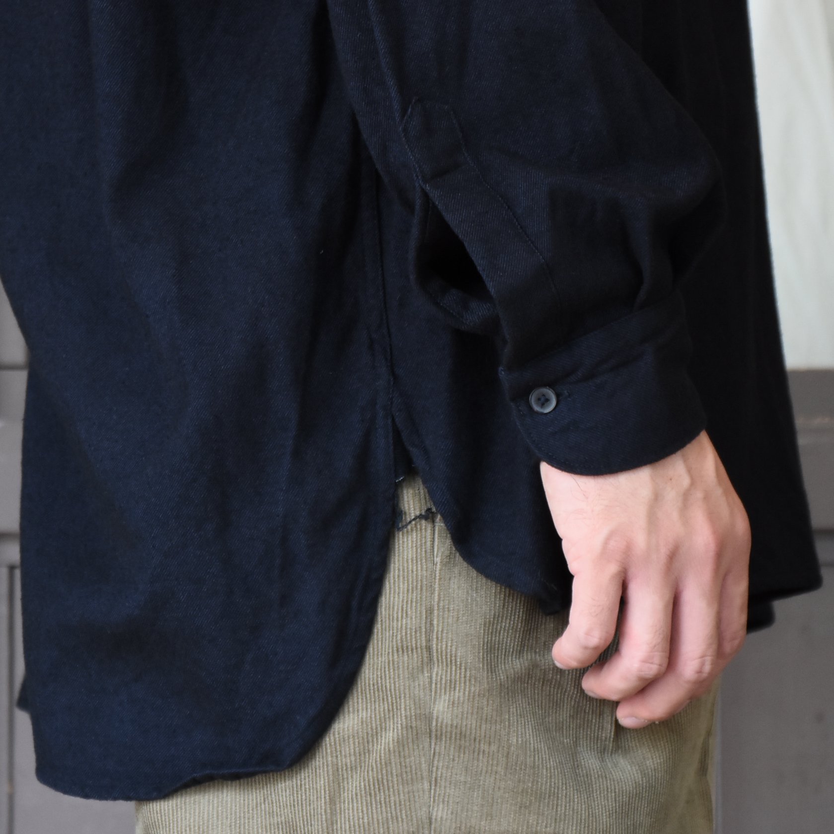 COMOLI (コモリ) シルクネルプルオーバーシャツ#S03-02009 -NAVY-(5)