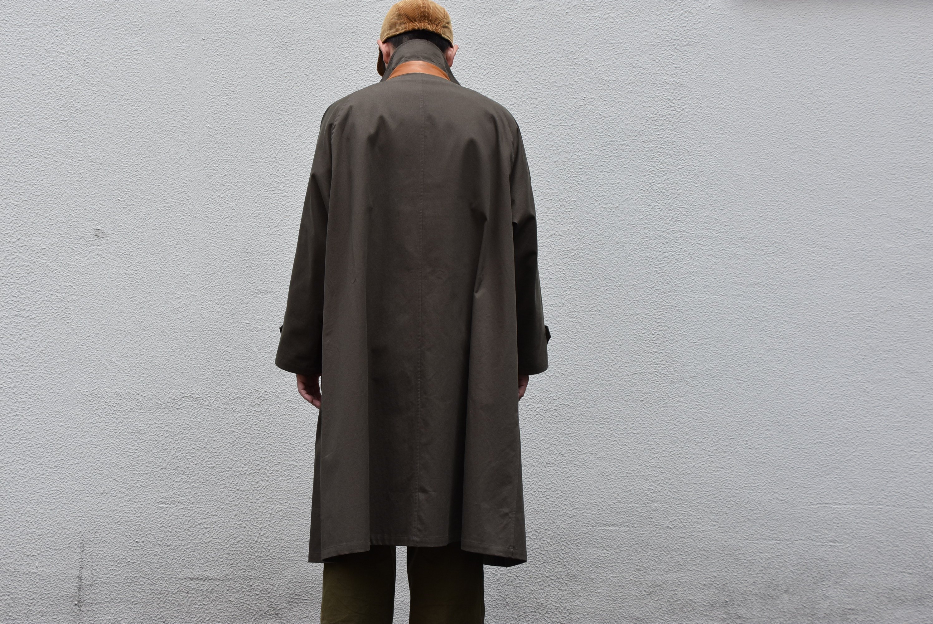 Cristaseya(クリスタセヤ)/ JAPANESE COTTON OVERSIZED TRENCH WITH LEATHER PATCH -KHAKI- #01KA-CO-KH(5)