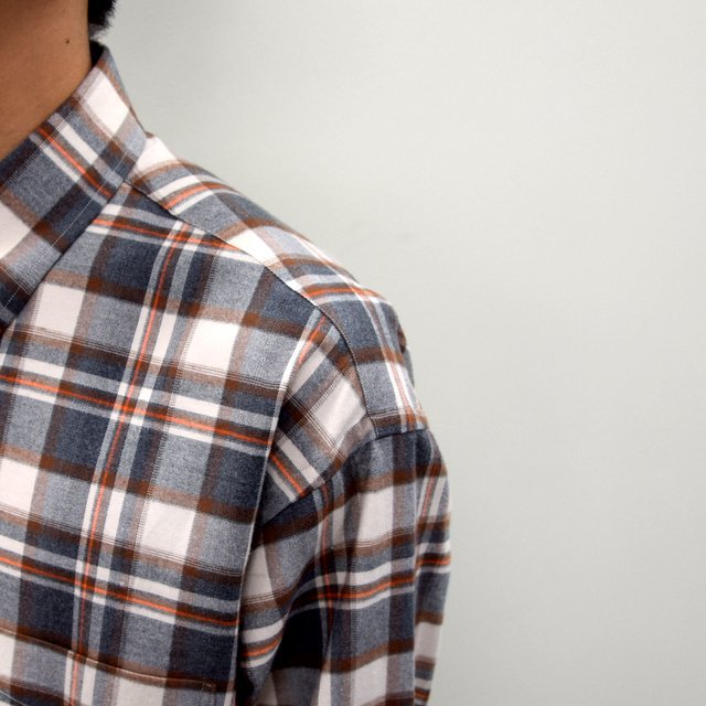 【2020】Graphpaper (グラフペーパー)/ THOMAS MASON FOR GP CHECK B.D BOX SHIRT -GRAY×ORANGE- #GM203-50180(5)