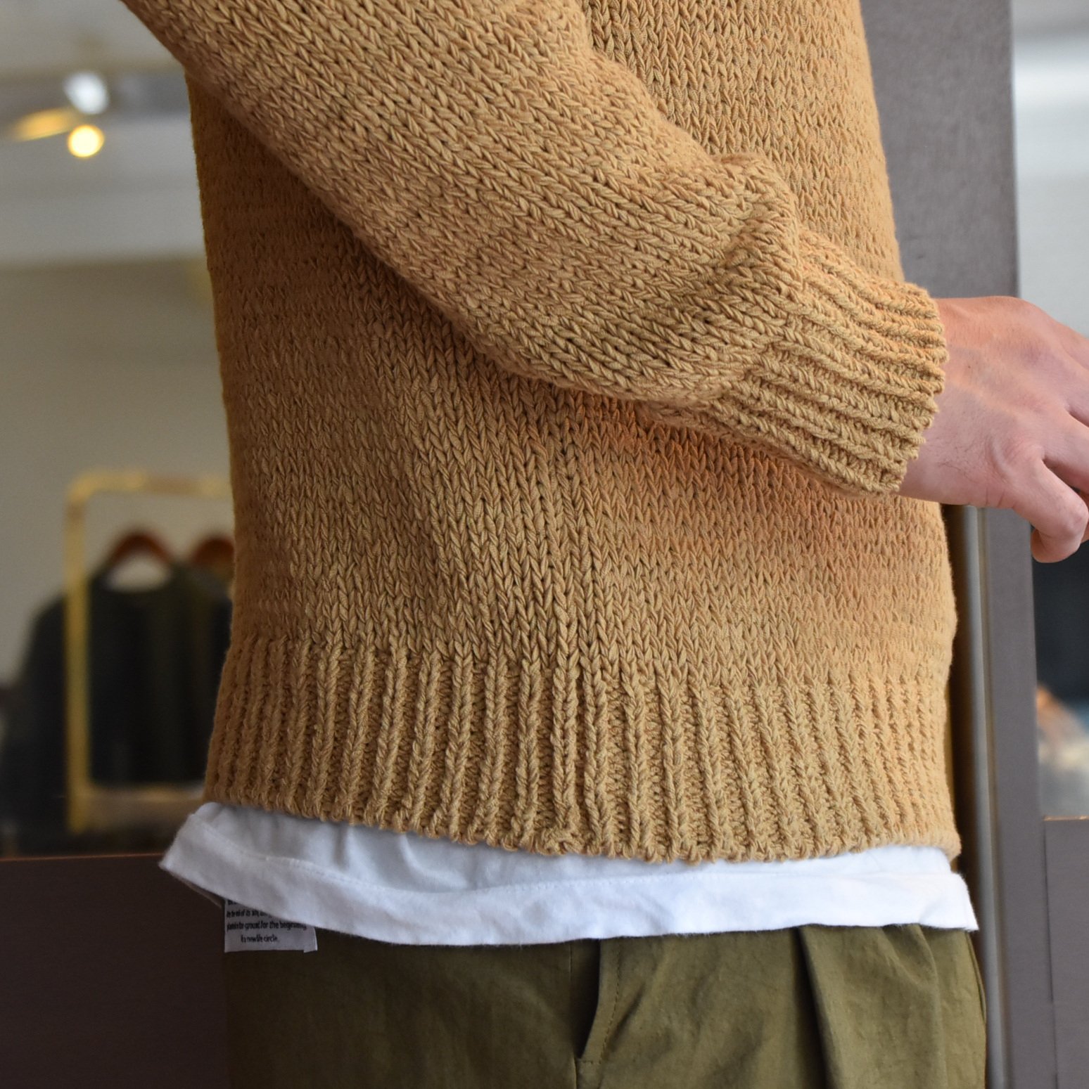 【40% off sale】Cristaseya(クリスタセヤ)/OVERSIZED 2YARNS FETTUCCIA SWEATER -LIGHT KHAKI- #11SA-FE-LKH(5)