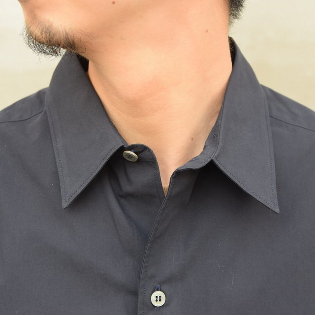 STUDIO NICHOLSON(スタジオニコルソン)/ SORONO POWDER COTTON OVERSIZED S/S SHIRTS -DARK NAVY- #SNM-567(5)
