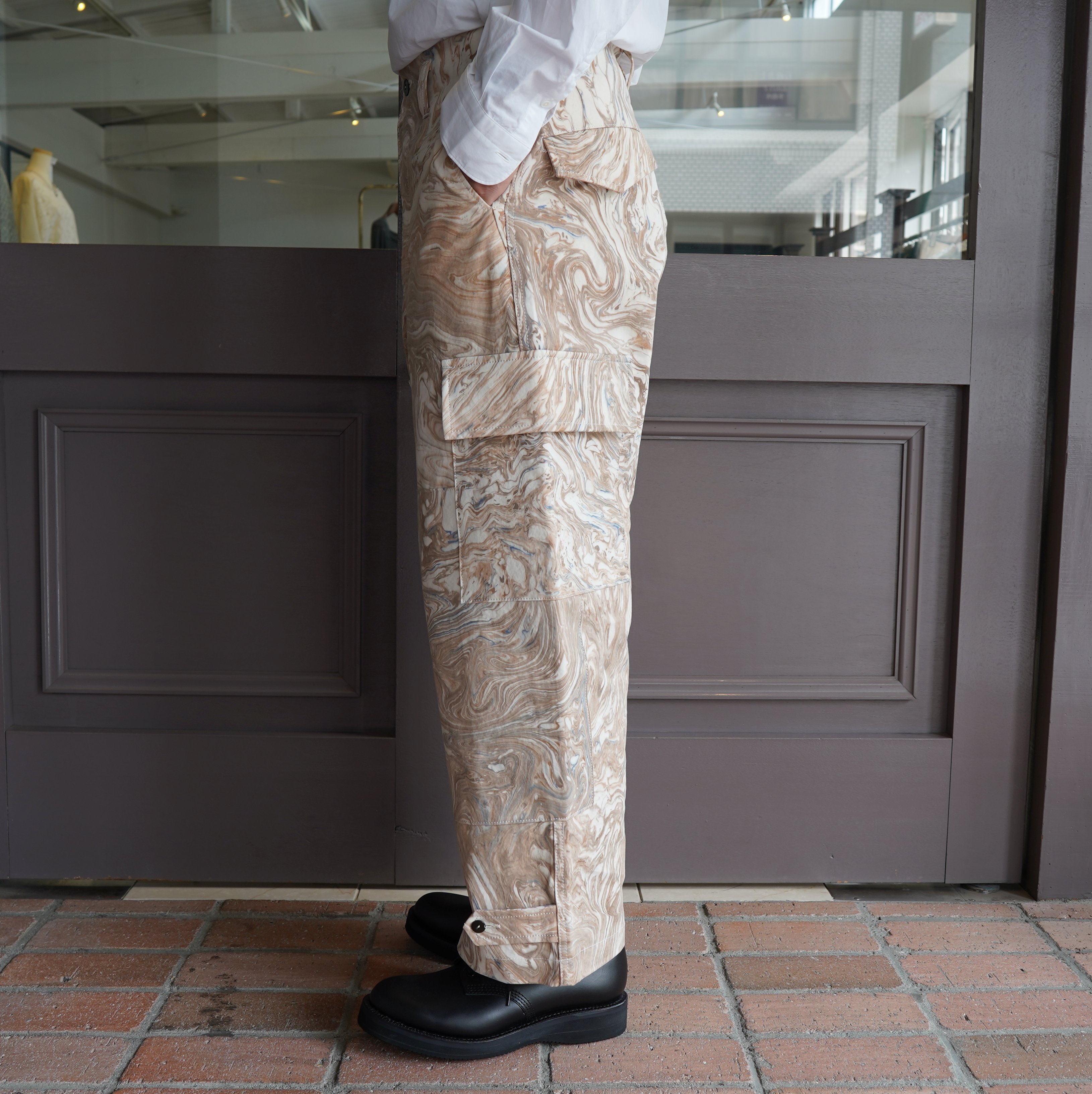 amachi.(アマチ) Double Knee Cargo Pants -Blue Beige Marble- #AY9-20(5)