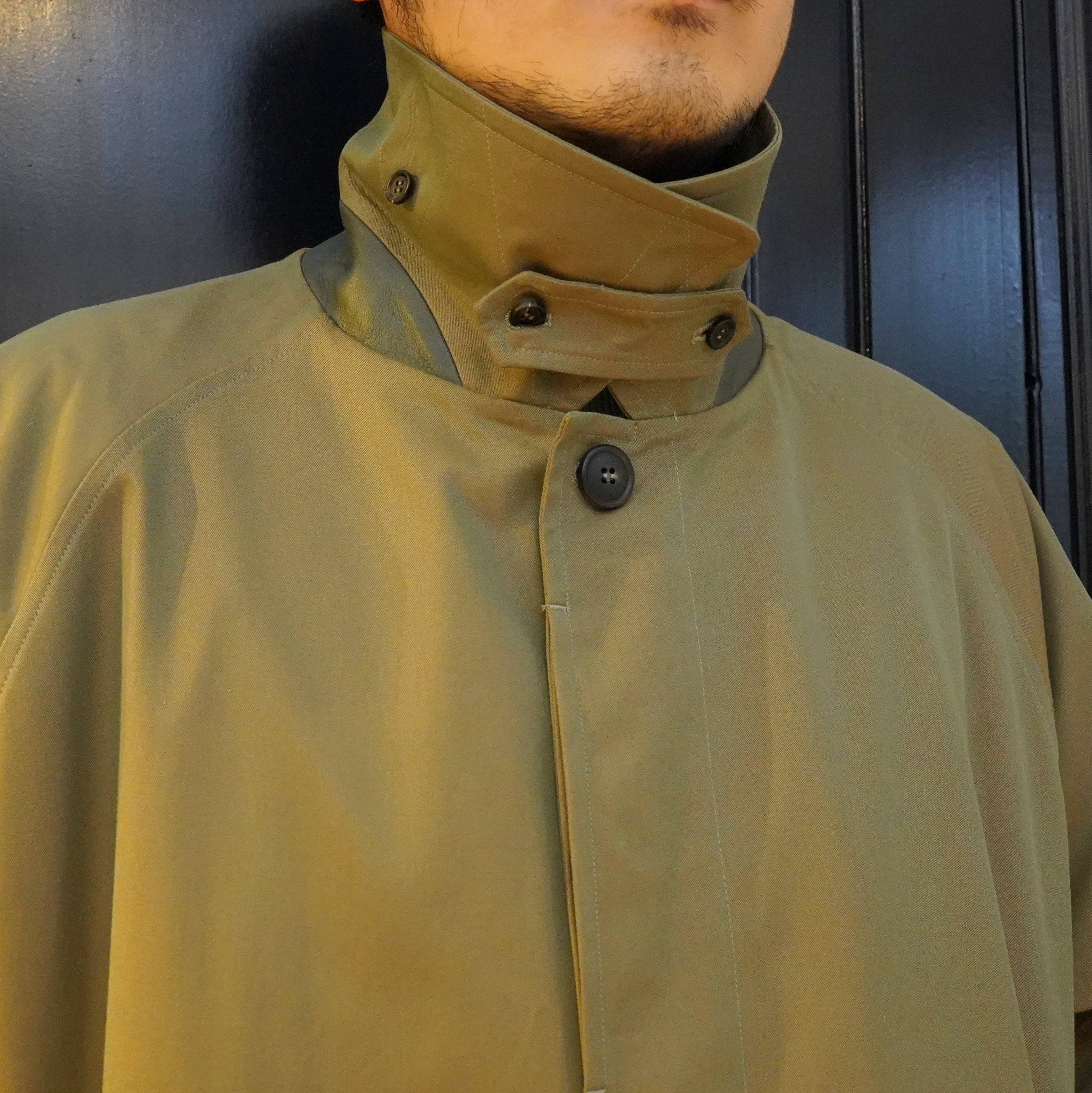 Cristaseya(クリスタセヤ)/Oversized trench with leather patch coat -Petroli- #01KA-CO-PE(5)