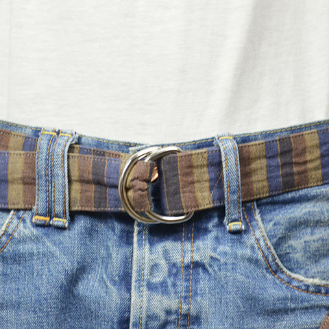 y40% off salezts(s)(eB[GXGX) Bold Stripe Linen Cloth Belt -(89)Black line-(6)