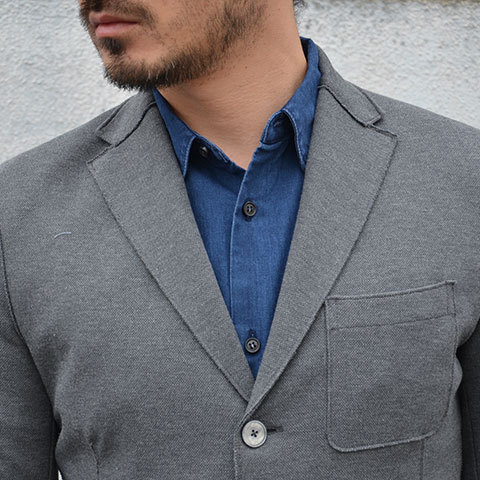 Harris Wharf London (ハリスワーフロンドン) Man Jacket Piquet -(140)middle grey- (6)
