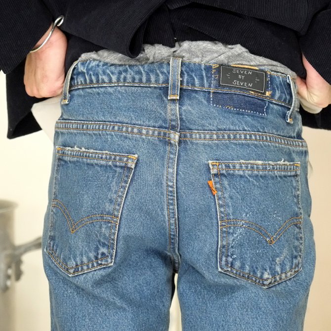 【30% off sale】7 ×7 / seven by seven ( セブン バイ セブン ) REWORK DENIM PANTS (DAMAGE PROCESSING) - INDIGO -(6)
