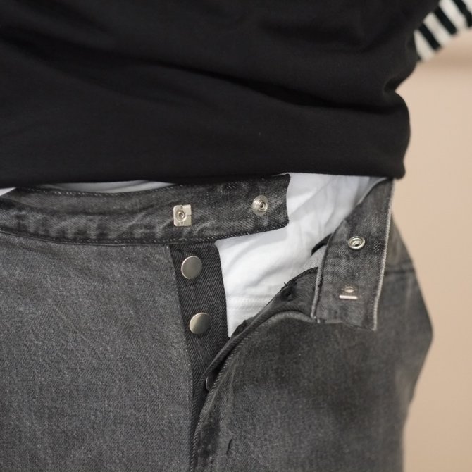7 ×7 / seven by seven ( セブン バイ セブン ) REWORK DENIM TROUSERS - BLACK - size 2(M) (6)