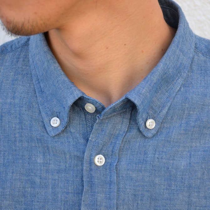 Officine Generale(ItBVWFl[)/ Button Down Japanese Chambray Selvedge -BLUE- #PERMSHI004(6)