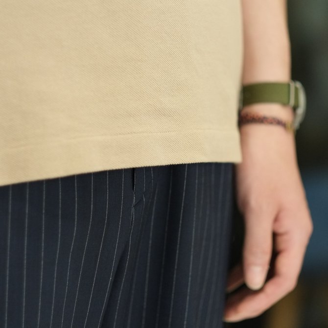 SCYE BASICS(サイベーシック) 40/1鹿の子ワンポイントポロシャツ -(42)BEIGE-(6)