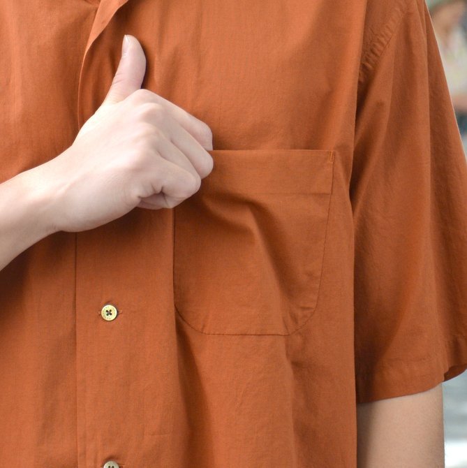 【2018 SS】 MARKAWARE(マーカウェア)/ OPEN COLLAR SHIRTS S/S -BROWN- A18A-12SH01B(6)