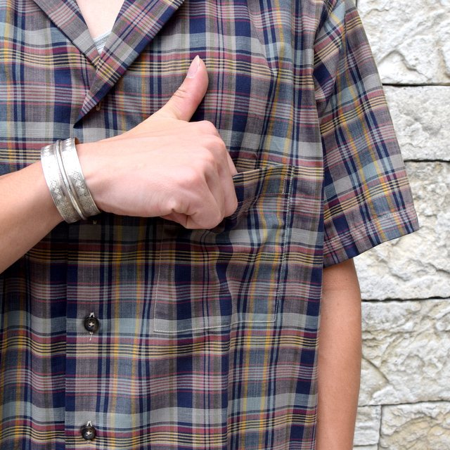INDIVIDUALIZED SHIRTS(CfBrWACYhVc)/ Linen Camp Collar Shirt S/S (AthleticFit) -OLIVE CHECK-#IS1911198(6)