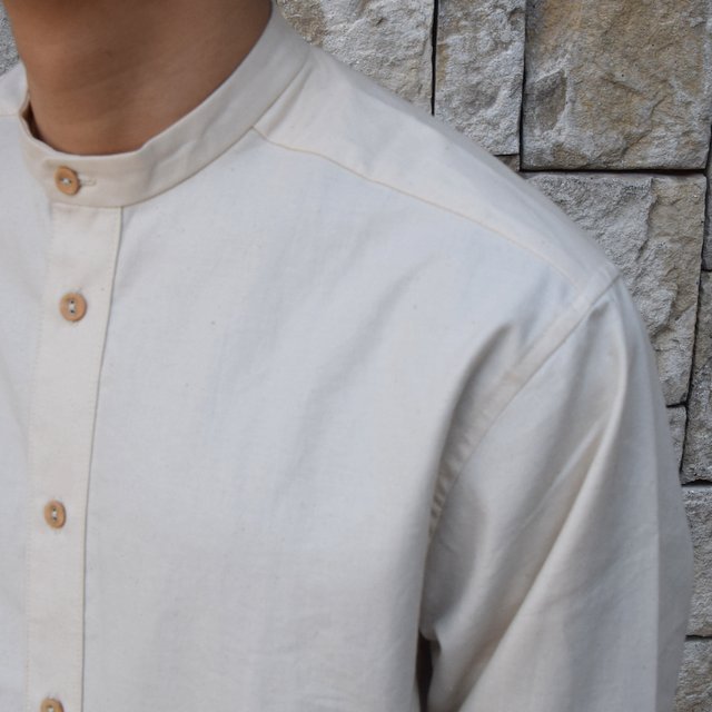 【2020 SS】FRANK LEDER(フランクリーダー) / VINTAGE BEDSHEET SHIRT STAND COLLAR -NATURAL- #0916032-80(6)