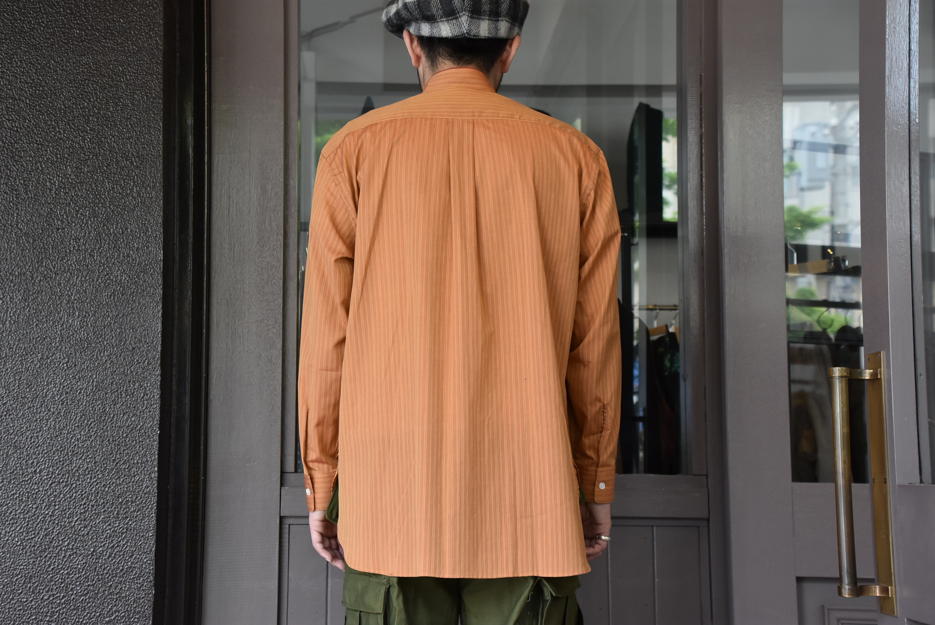 【2020 SS】 Cristaseya(クリスタセヤ)/ HANDMADE POPELINE MAO SHIRT With FRINGED COLLAR-Bronze stripe- #02SP-BRS(6)