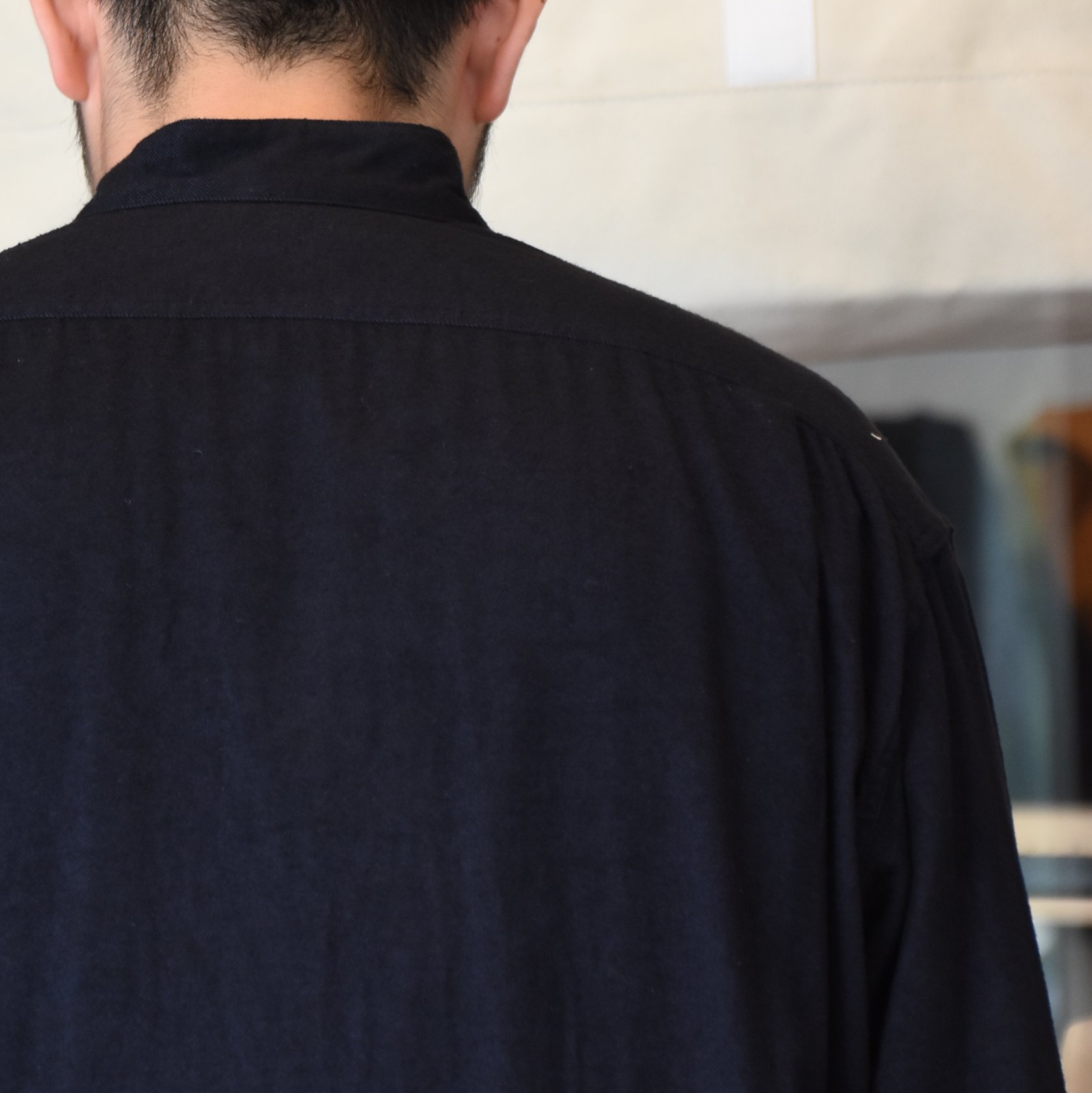 COMOLI (コモリ) シルクネルプルオーバーシャツ#S03-02009 -NAVY-(6)