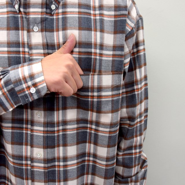 【2020】Graphpaper (グラフペーパー)/ THOMAS MASON FOR GP CHECK B.D BOX SHIRT -GRAY×ORANGE- #GM203-50180(6)