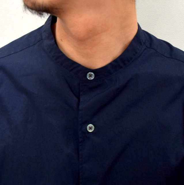 Graphpaper (グラフペーパー)/ BROAD OVERSIZED L/S BAND COLLAR SHIRT -NAVY- #GM211-50111B-GR(6)
