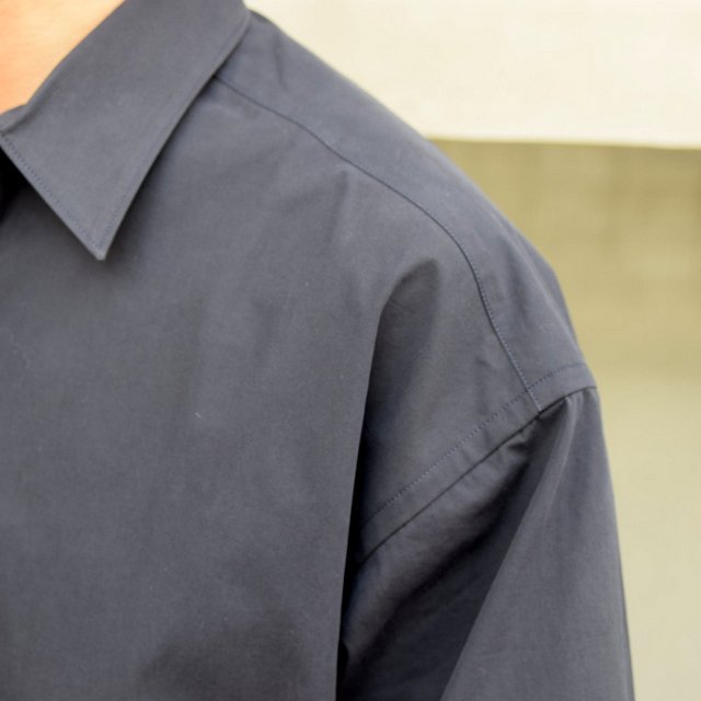 STUDIO NICHOLSON(スタジオニコルソン)/ SORONO POWDER COTTON OVERSIZED S/S SHIRTS -DARK NAVY- #SNM-567(6)