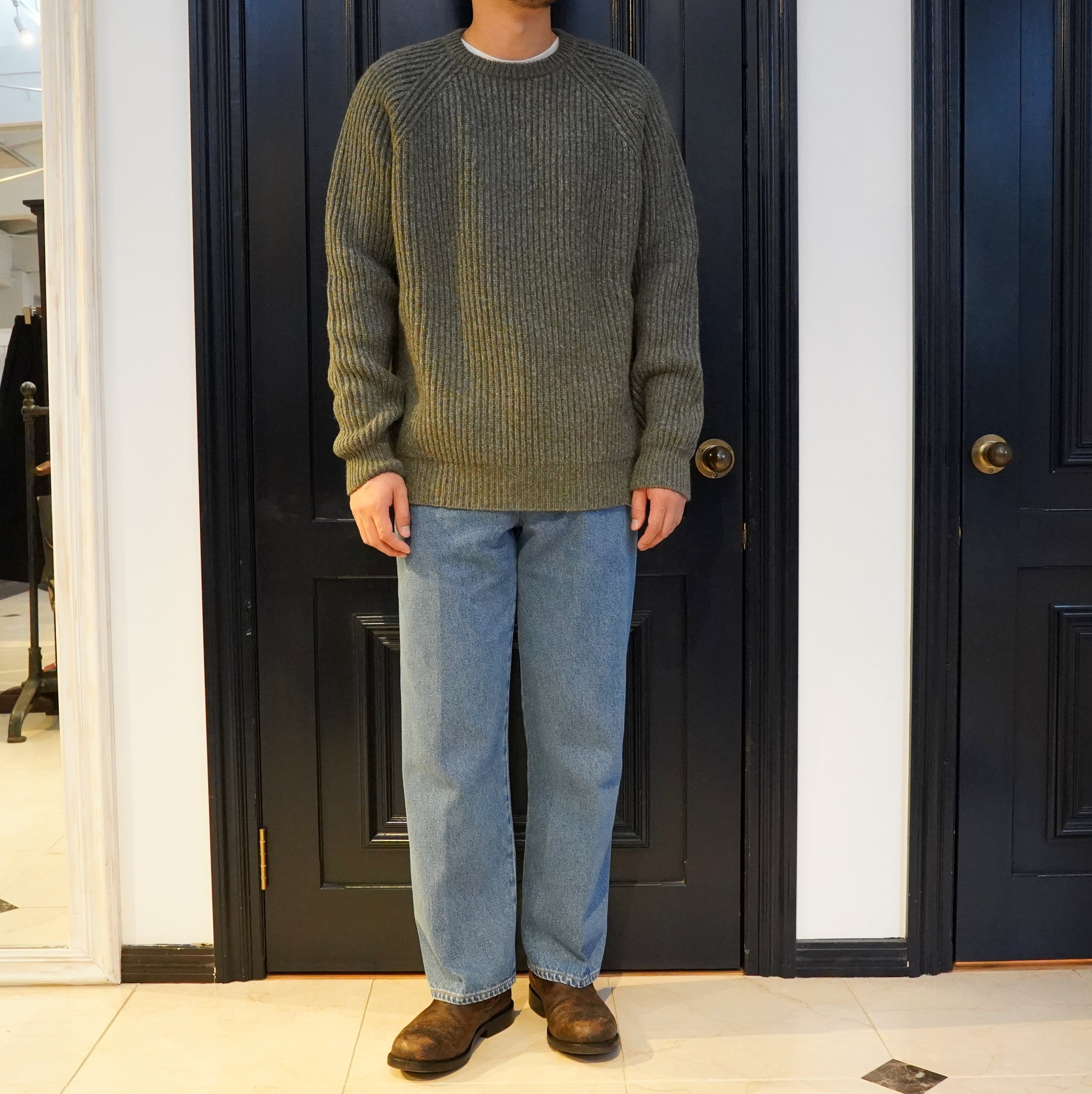 Cristaseya(クリスタセヤ)/Ribbed raglan sweater -Blue/Green- #18KA-CA-BGR(6)