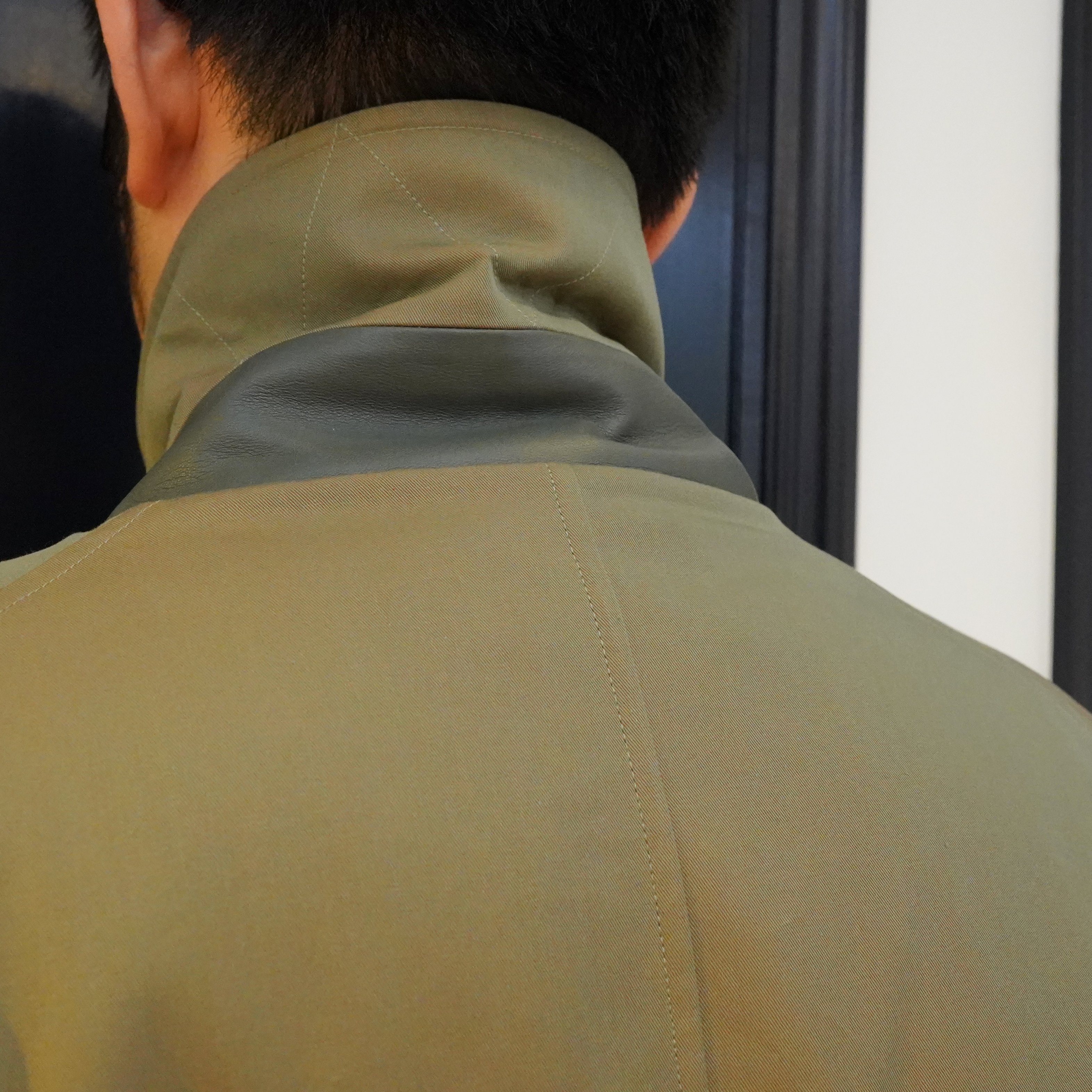 Cristaseya(クリスタセヤ)/Oversized trench with leather patch coat -Petroli- #01KA-CO-PE(6)