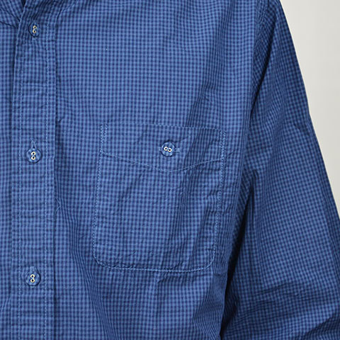 y20% off salezWardrobe([h[u) Gingham Check Garment Dyed Shirt -NAVY-(7)