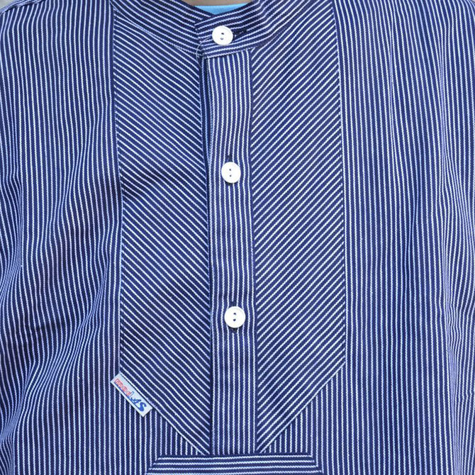 modAS(モダス) OLD GERMAN COTTON STRIPE PULLOVER FISHERMAN SHIRT -NAVY-(7)