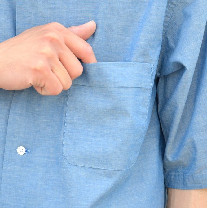 【17 SS】MARKAWARE(マーカウェア)/ OPEN COLLAR SHIRTS S/S -INDIGO- #A17B-03SH01B11(7)