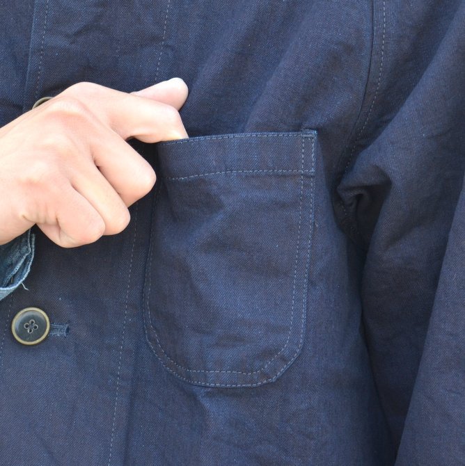 chimala(チマラ)/10OZ INDIGO X BLACK WEFT DENIM RAILROAD JACKET(UNISEX) -INDIGO- CS23-JT19(7)