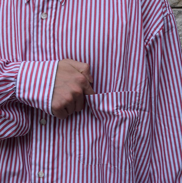 Marvine Pontiak Shirt Makers(}[B|eBAbNVc[J[Y)/B.D Shirt -RED STRIPE-(7)