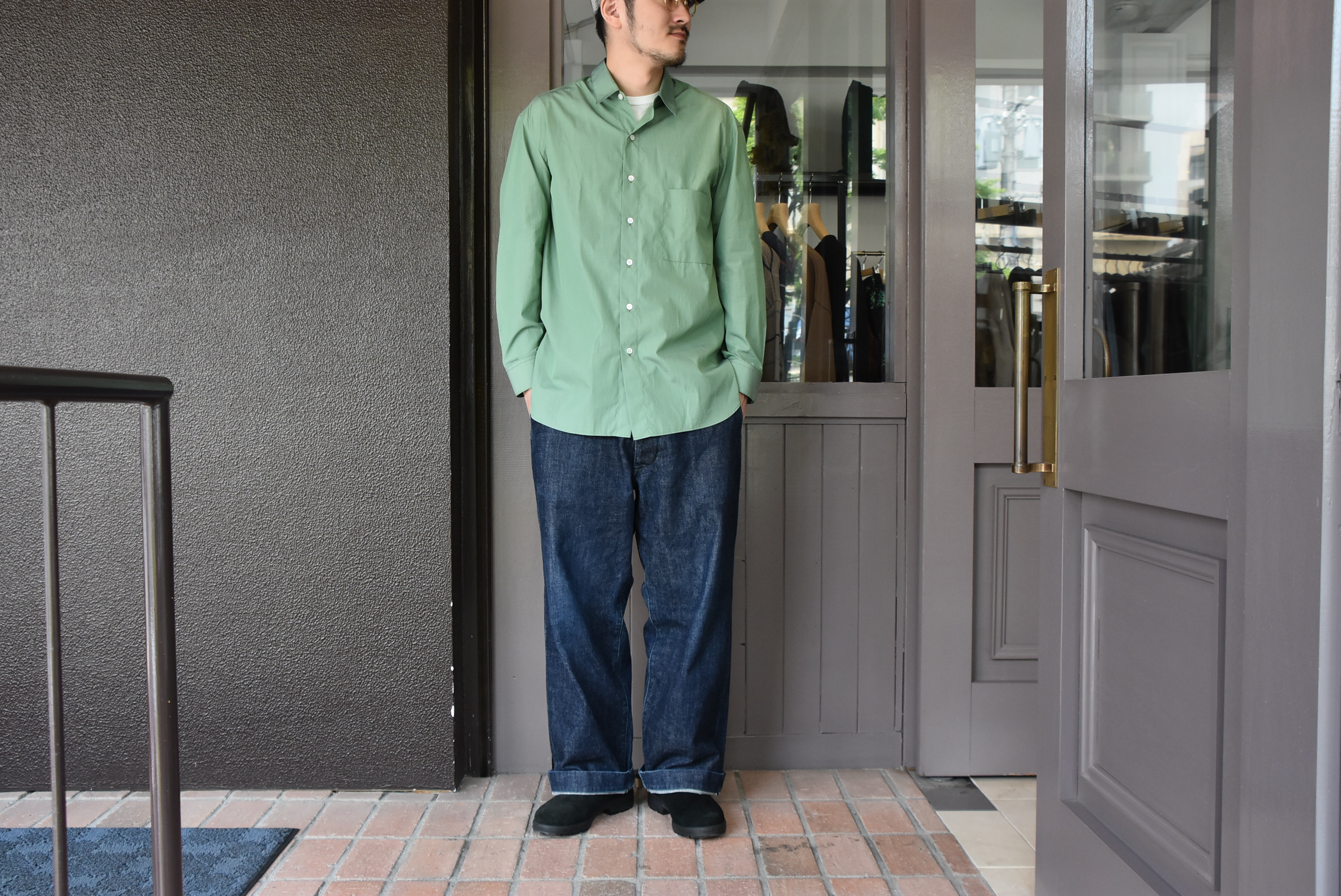 【2020 SS】 Cristaseya(クリスタセヤ)/ HANDMADE POPELINE MENS SHIRT -Sage- #05SP-S(7)