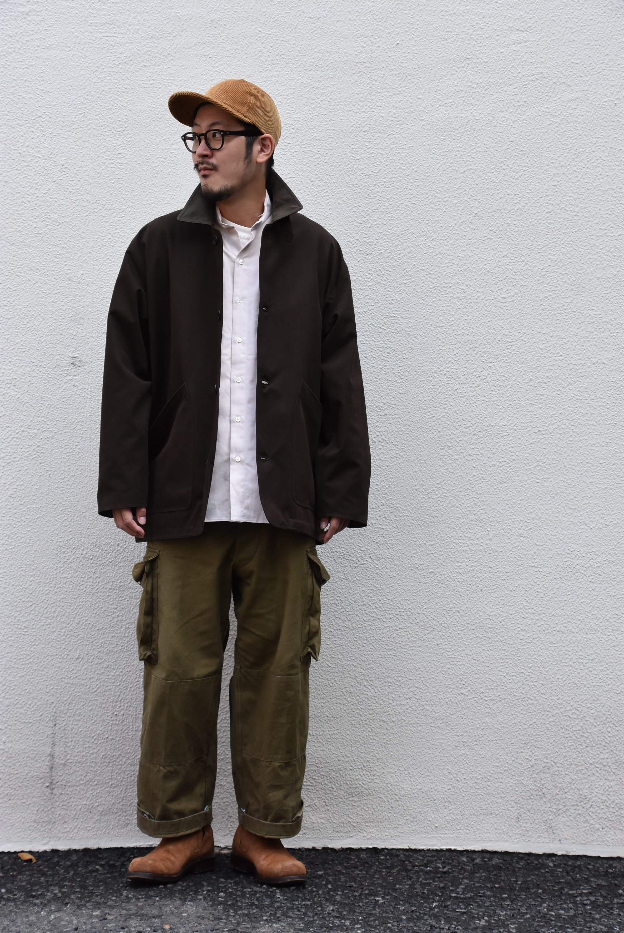 【2020】 Cristaseya(クリスタセヤ)/ COTTON OVERSIZED BLOUSON WITH LEATHER PATCH -BROWN- #07KA-CO-BR(7)
