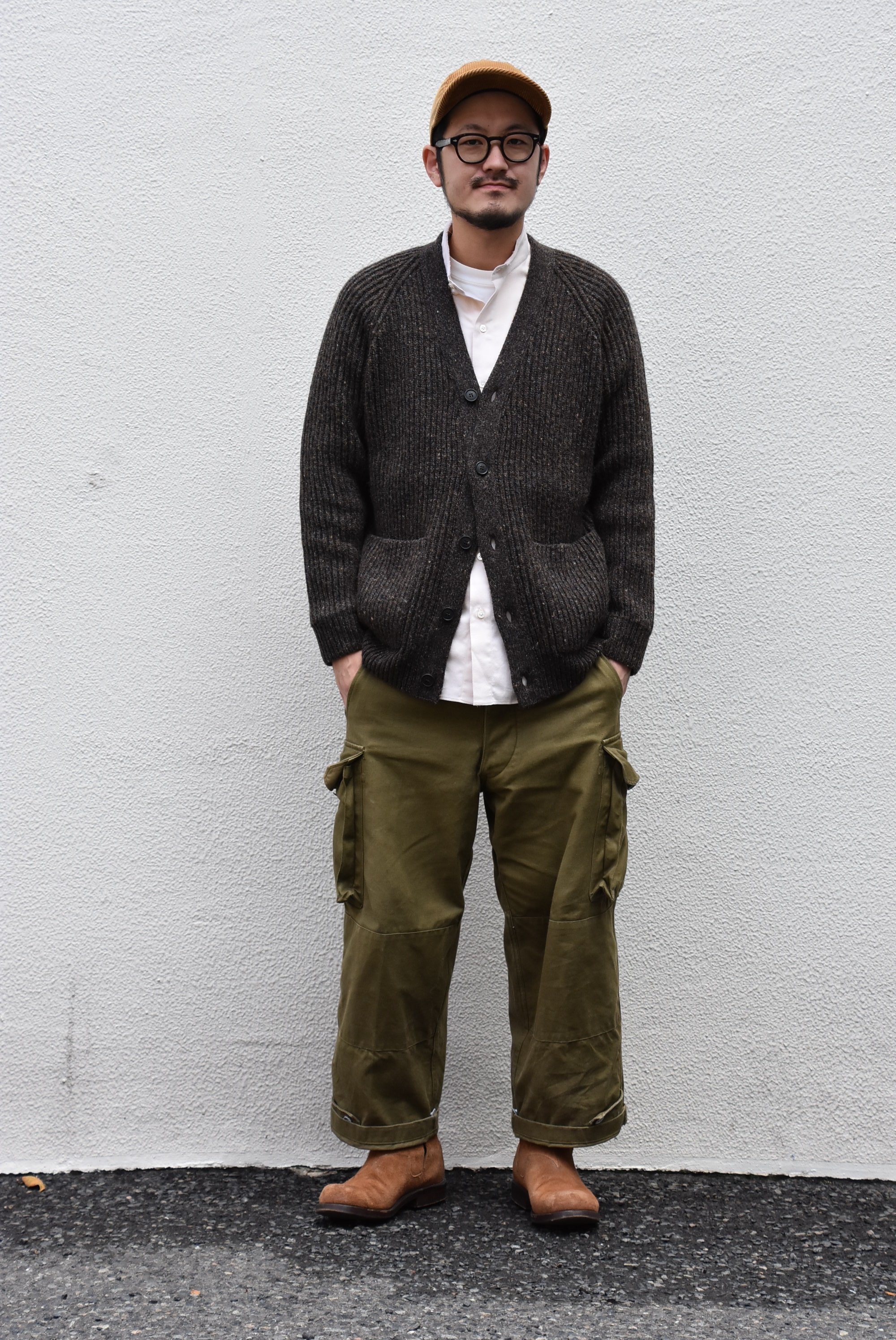 【2020】 Cristaseya(クリスタセヤ)/ CAMEL RIBBED CARDIGAN-BROWN- #22KA-CA-BB(7)