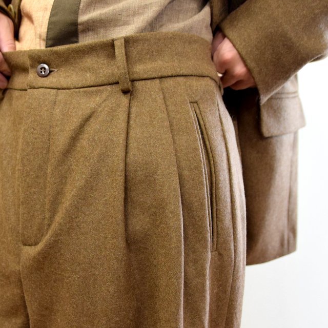 【2020】FRANK LEDER(フランクリーダー)/ LIGHT WEIGHT LODEN WOOL 2TUCK TROUSERS -BROWN- #0723028(7)