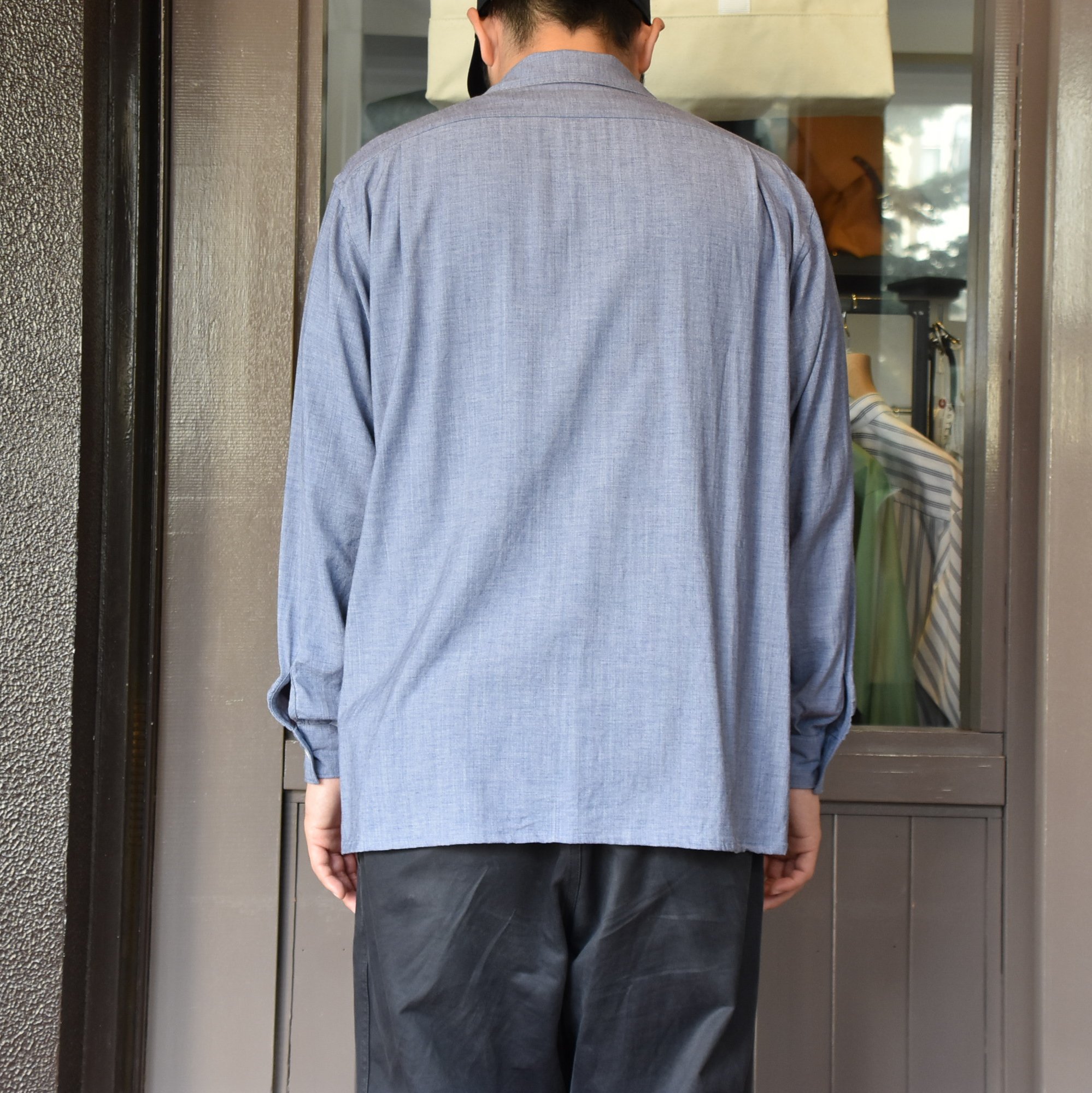 【2020】COMOLI (コモリ)ヴィスコースウールオープンカラーシャツ#S03-02006 -SAX-(7)