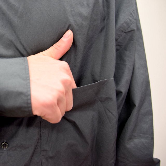 Graphpaper (グラフペーパー)/ BROAD OVERSIZED L/S BAND COLLAR SHIRT -CHARCOAL- #GM211-50111B-GR(7)