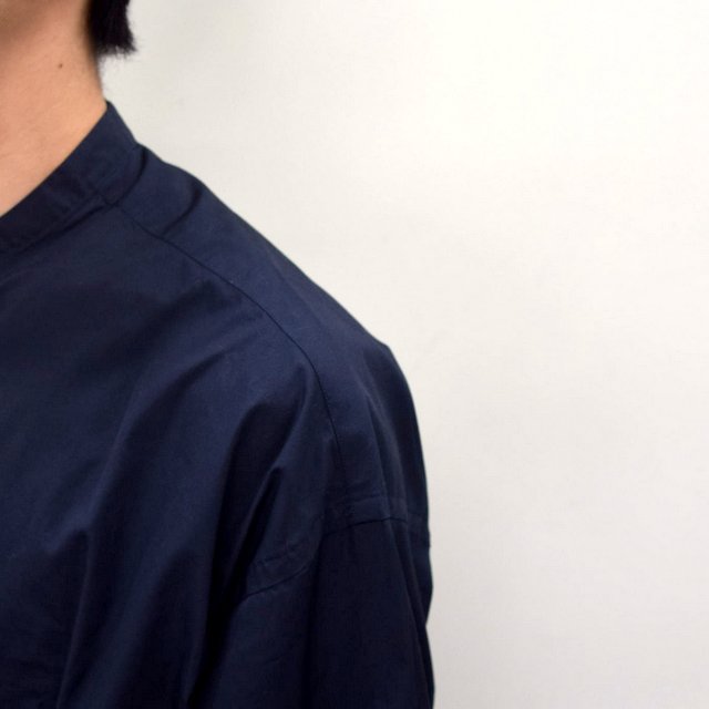Graphpaper (グラフペーパー)/ BROAD OVERSIZED L/S BAND COLLAR SHIRT -NAVY- #GM211-50111B-GR(7)