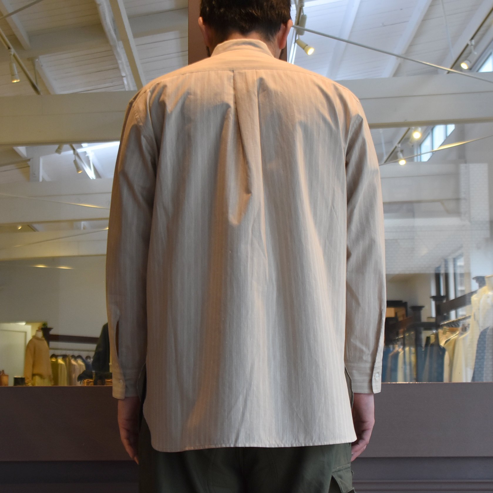 【40% off sale】Cristaseya(クリスタセヤ)/STRIPED SILK AND COTTON MAO SHIRT -BROWN STRIPES- #08DA-SC-BRS(7)
