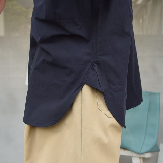 STUDIO NICHOLSON(スタジオニコルソン)/ SORONO POWDER COTTON OVERSIZED S/S SHIRTS -DARK NAVY- #SNM-567(7)