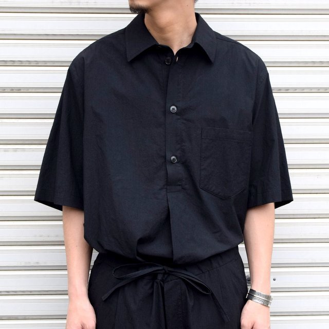 FRANK LEDER(フランクリーダー)/TRIPLE WASHED THIN COTTON S/S SMOCK ‐BLACK- 0917095-99(7)