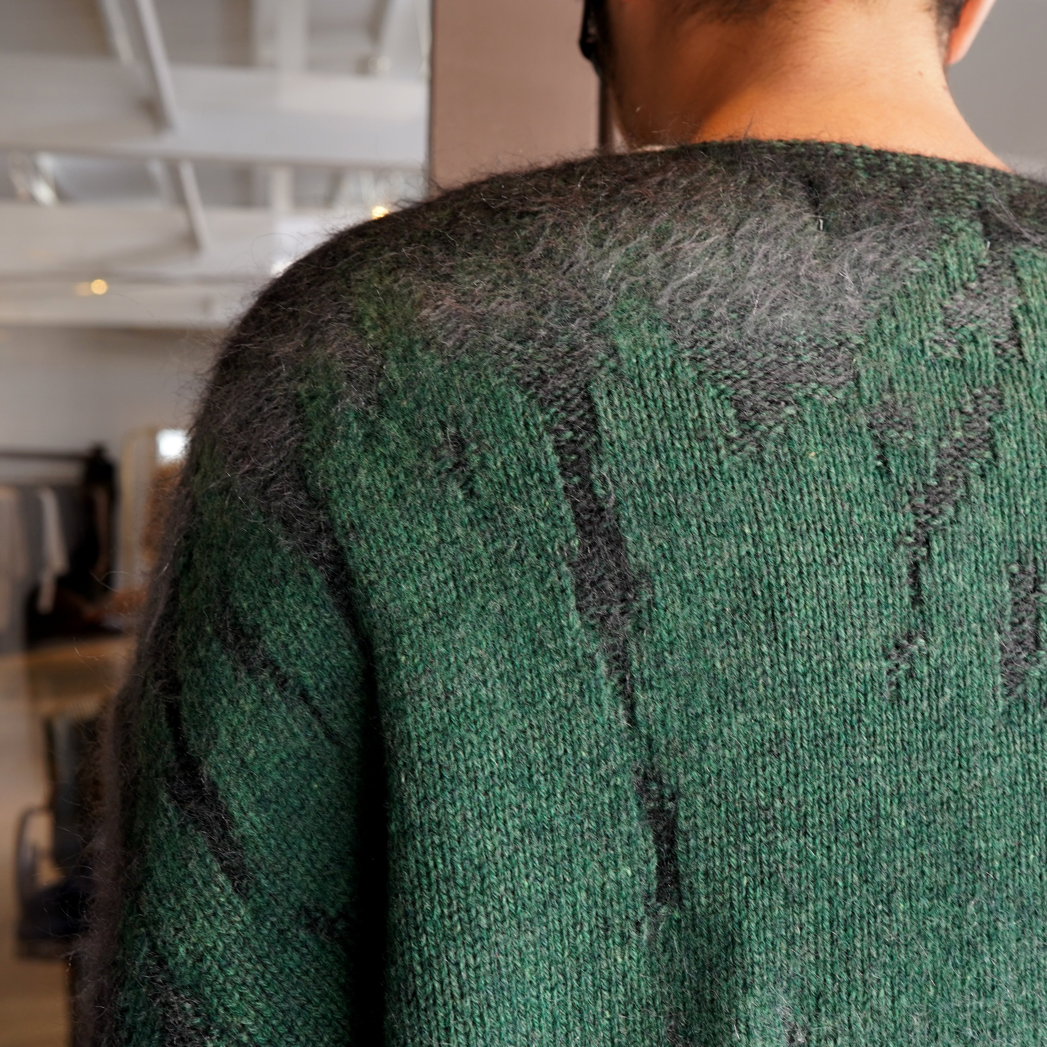 amachi.(アマチ)/Rainy Pattern Knit Cardigan-Green×Gray- #AY9-28(7)