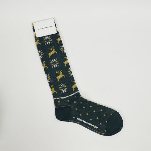 y30% off salezWhite Mountaineering(zCg}EejAO) Reindeer Pattern Middle Socks(8)